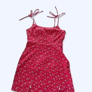 Trixxi red floral mini dress with tie up straps Size L